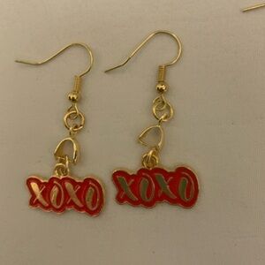Red and Gold XOXO Earrings